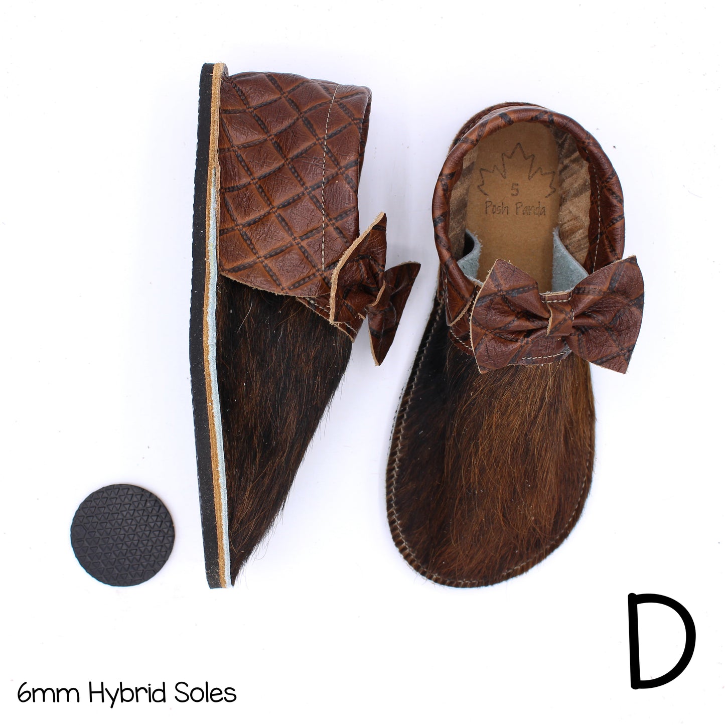 Hair Hide Collab Mocs - Ladies - SIZE 5  (4-6mm Soles)
