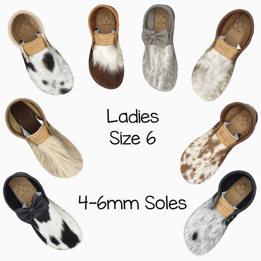 Hair Hide Collab Mocs - Ladies - SIZE 6 (4-6mm Soles)