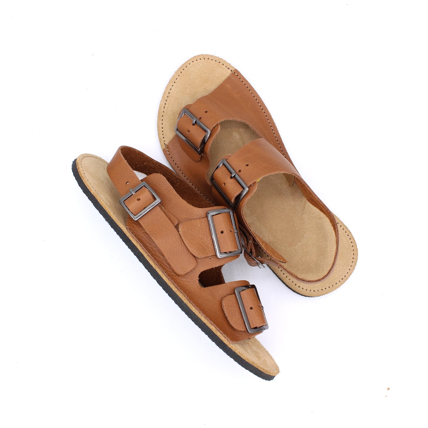 Ladies Buckle Sandals  - BRONZER - -Gunmetal Buckles - 6mm Black Hybrid Soles - Rivets