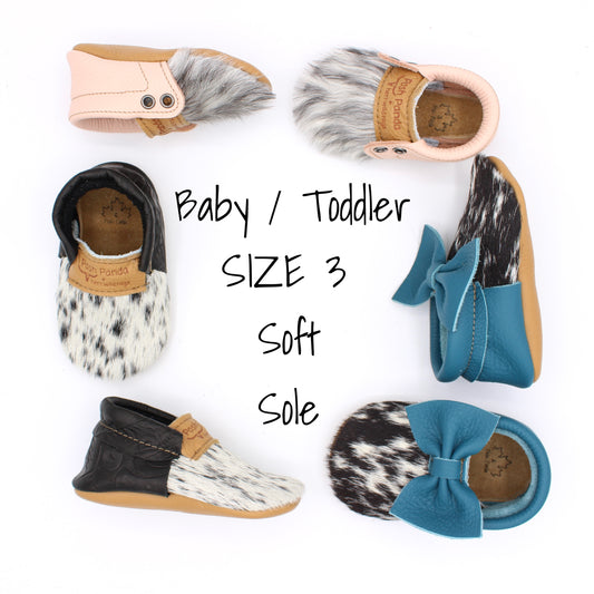 Hair Hide Mocs -  BABY/TODDLER (Soft Sole) - Size 3